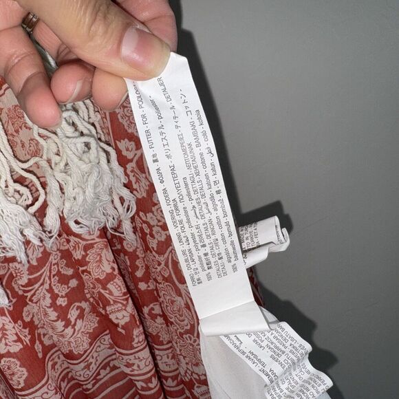 Zara Paisley Fringe Maxi Dress Woman Size XS-S Sleeveless Red White Sleeveless - Picture 7 of 10
